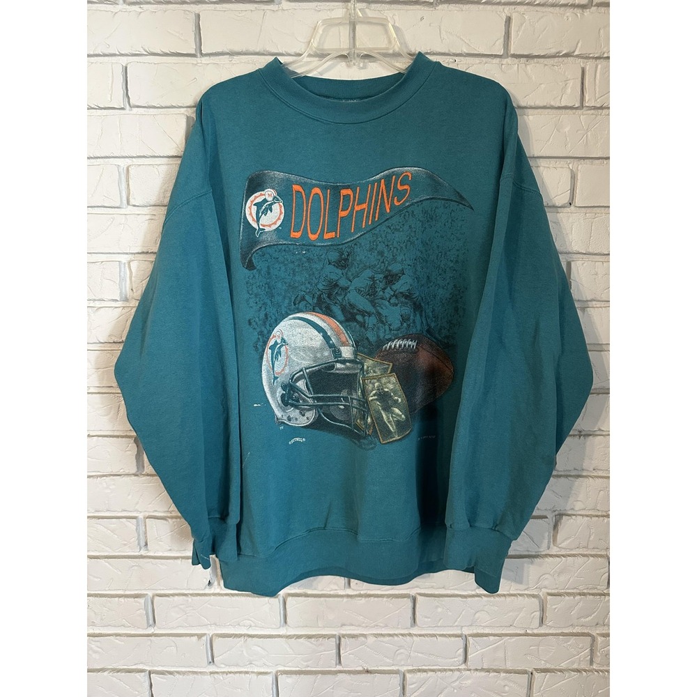 Vintage Miami Dolphins Sweatshirt Mens XL Green NFL Football Nutmeg 90s USA